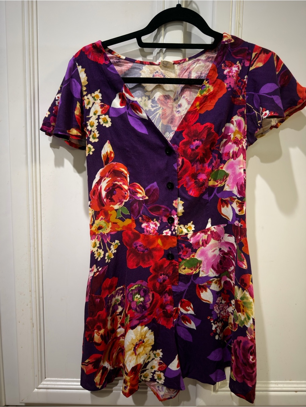 audrey Purple Floral Button-Front Romper